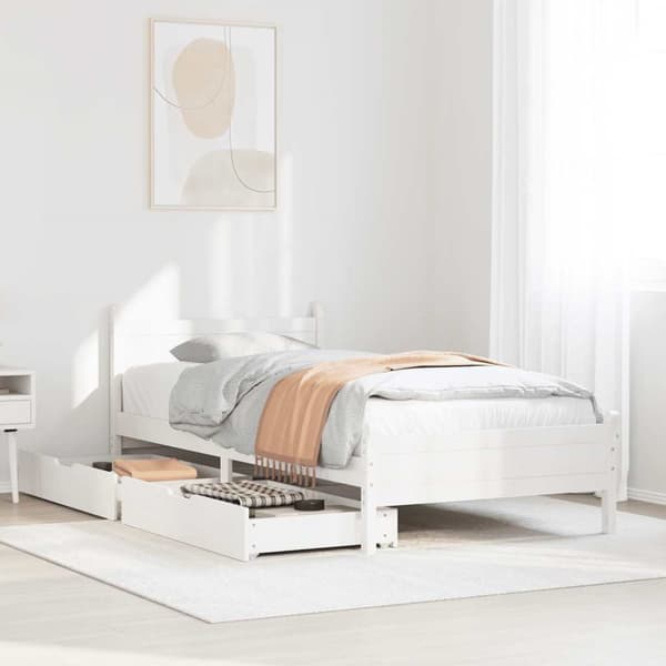 vidaXL Sengeramme uten madrass hvit 90x190 cm heltre furu