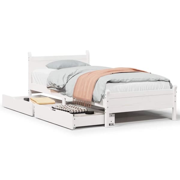 vidaXL Sengeramme uten madrass hvit 90x190 cm heltre furu