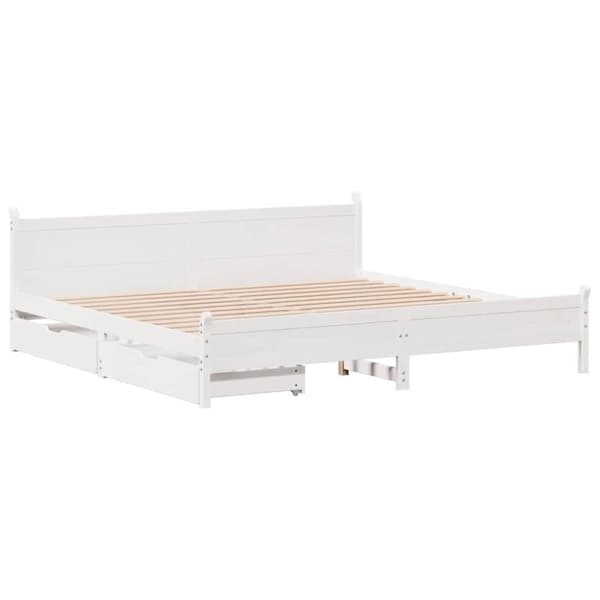 vidaXL Sengeramme med madrass hvit 200x200 cm heltre furu