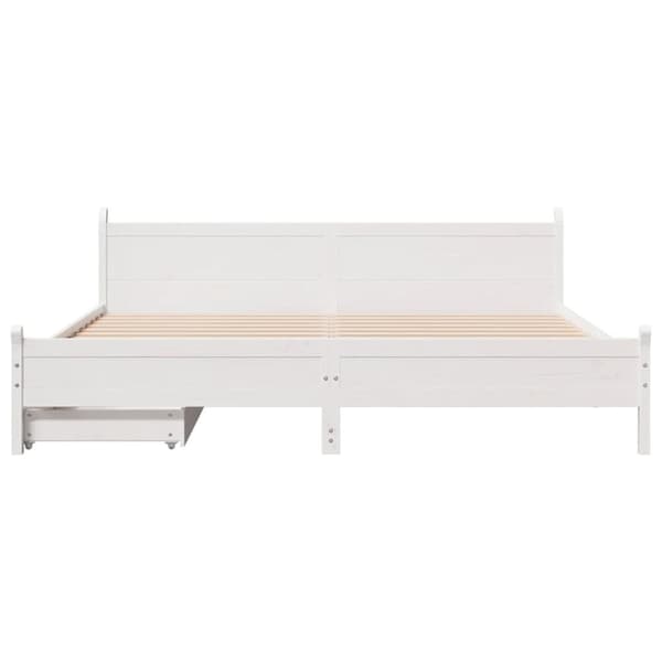 vidaXL Sengeramme med madrass hvit 200x200 cm heltre furu