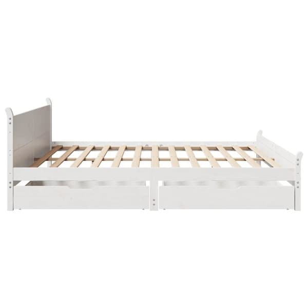 vidaXL Sengeramme med madrass hvit 200x200 cm heltre furu