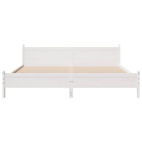 vidaXL Sengeramme med madrass hvit 200x200 cm heltre furu
