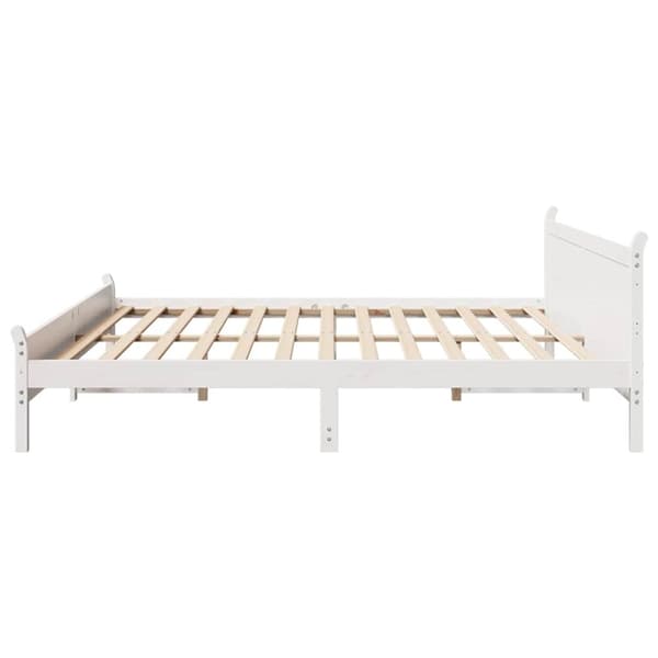 vidaXL Sengeramme med madrass hvit 200x200 cm heltre furu