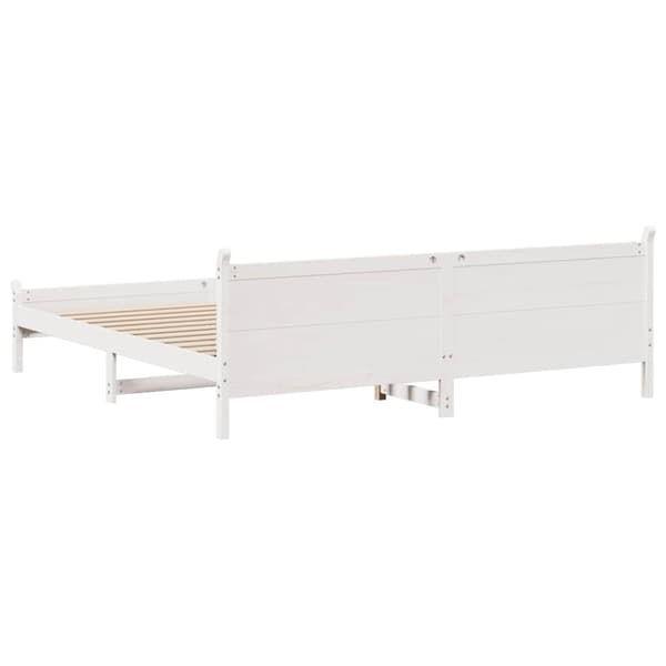 vidaXL Sengeramme med madrass hvit 200x200 cm heltre furu