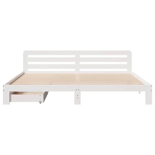 vidaXL Sängynrunko ilman patjaa valkoinen 180x200 cm täysi mänty