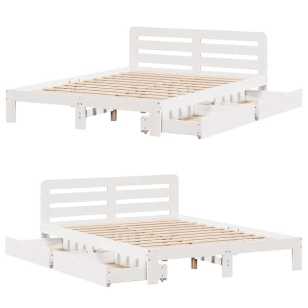 vidaXL sengeramme uden madras 140x200 cm massivt fyrretræ hvid
