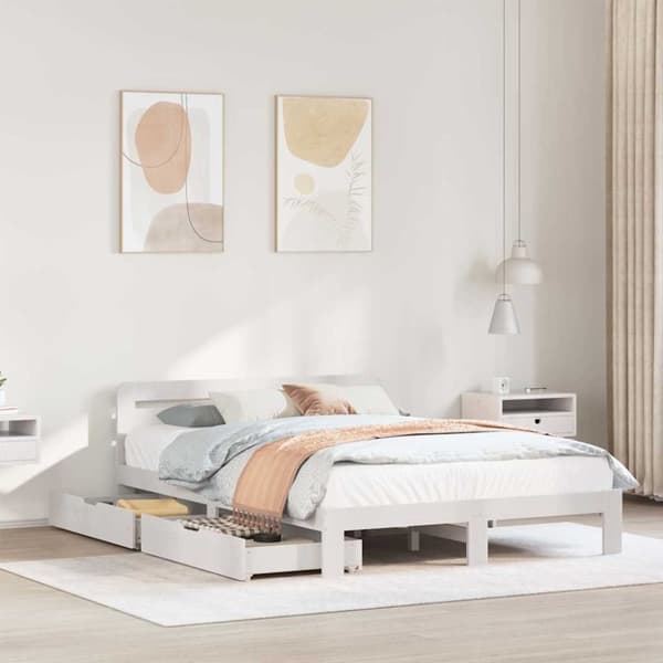 vidaXL sengeramme uden madras 140x200 cm massivt fyrretræ hvid