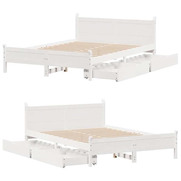 vidaXL sengeramme uden madras 140x200 cm massivt fyrretræ hvid