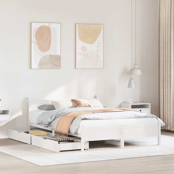 vidaXL sengeramme uden madras 140x200 cm massivt fyrretræ hvid