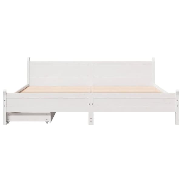 vidaXL Sängynrunko ilman patjaa valkoinen 200x200 cm täysi mänty