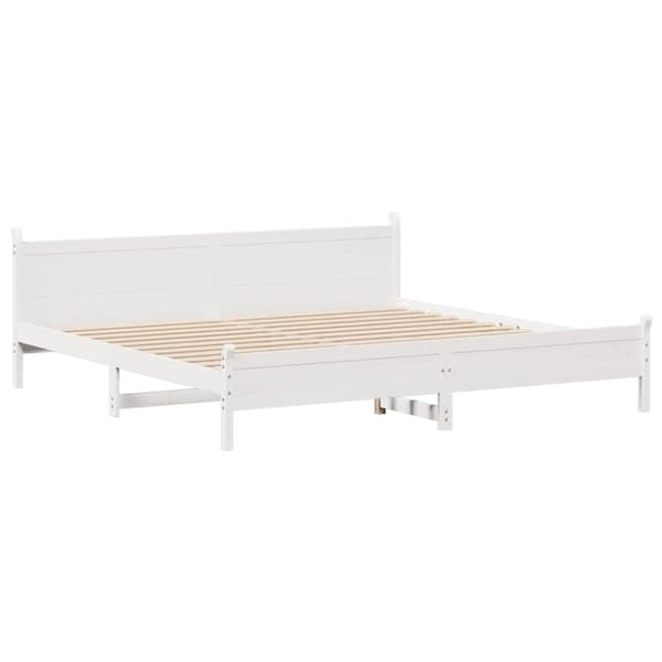 vidaXL Sängynrunko ilman patjaa valkoinen 200x200 cm täysi mänty
