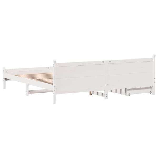 vidaXL Sängynrunko ilman patjaa valkoinen 200x200 cm täysi mänty