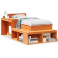 Miniatyrbilde 3 av 11: vidaXL Sengeramme uten madrass voksbrun 75x190 cm heltre furu