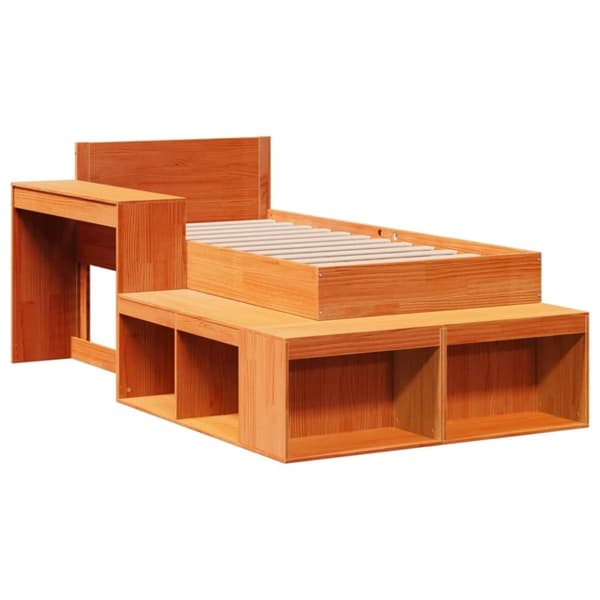 vidaXL Sengeramme uten madrass voksbrun 75x190 cm heltre furu