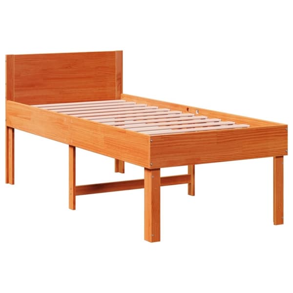vidaXL Sengeramme uten madrass voksbrun 75x190 cm heltre furu
