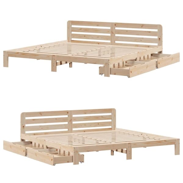 vidaXL Sänky ilman patjaa 200x200 cm täysi mänty