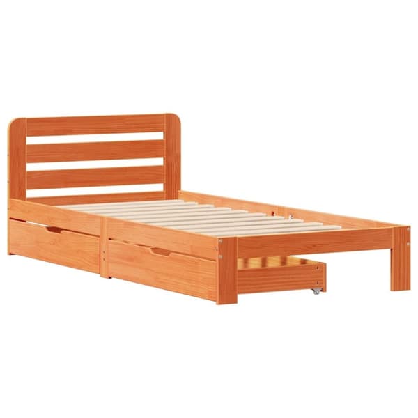 vidaXL sengeramme uden madras 90x200 cm massivt fyrretræ gyldenbrun
