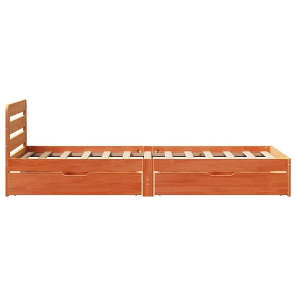 vidaXL sengeramme uden madras 90x200 cm massivt fyrretræ gyldenbrun