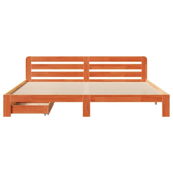 vidaXL Sängynrunko ilman patjaa vahanruskea 180x200 cm täysi mänty