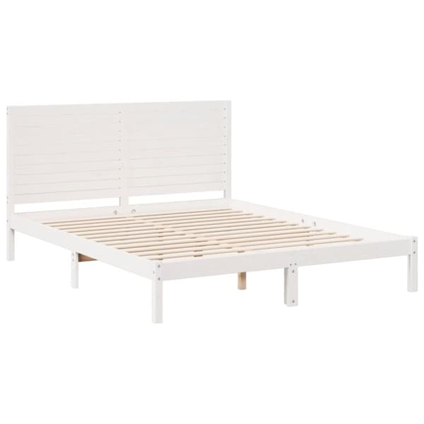vidaXL Sängram utan madrass extra lång vit 160x210 cm massivt trä