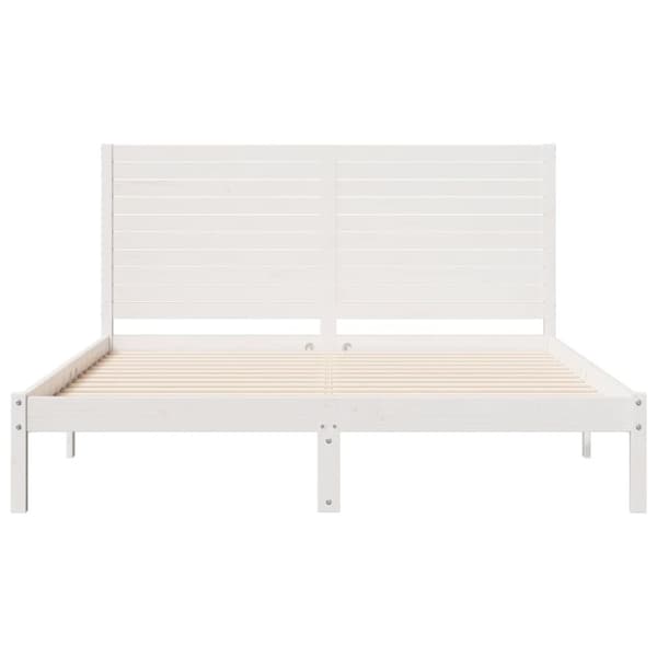 vidaXL Sängram utan madrass extra lång vit 160x210 cm massivt trä