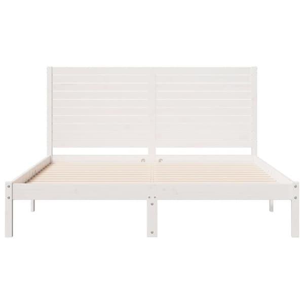 vidaXL Sängynrunko erikoispitkä ei patjaa valk. 160x220 cm massiivipuu