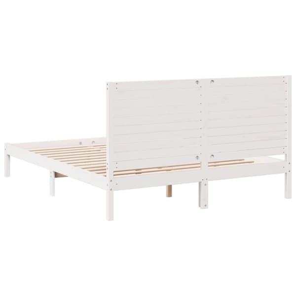 vidaXL Sängynrunko erikoispitkä ei patjaa valk. 160x220 cm massiivipuu