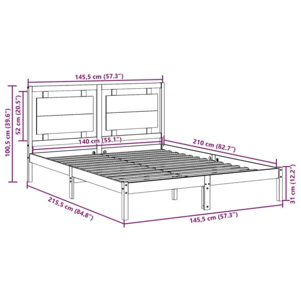vidaXL ekstra lang sengeramme uden madras 140x210 cm massivt træ