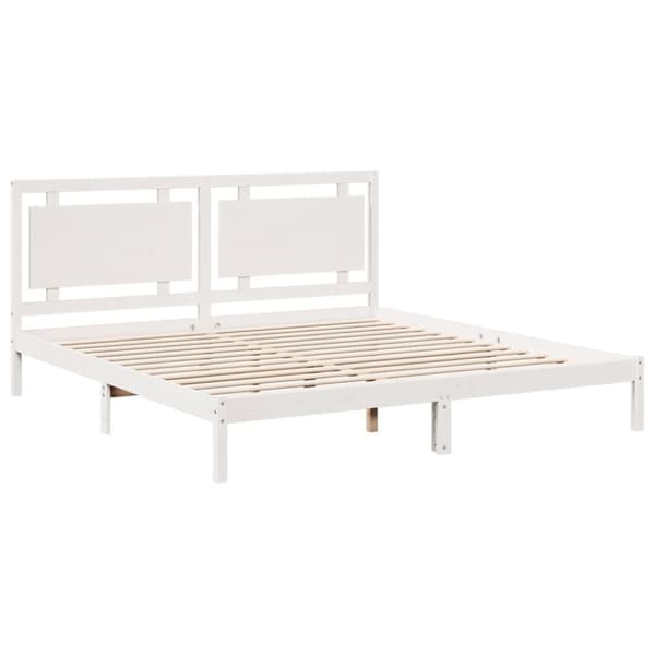 vidaXL Sängynrunko erikoispitkä ei patjaa valk. 200x220 cm massiivipuu