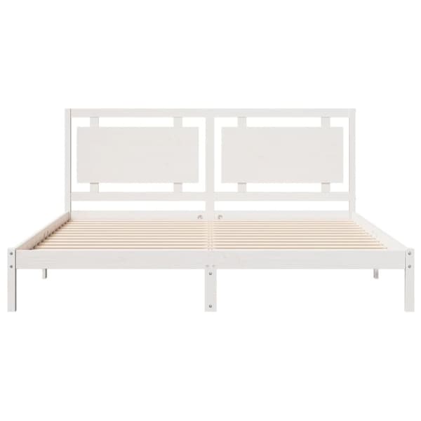 vidaXL Sängynrunko erikoispitkä ei patjaa valk. 200x220 cm massiivipuu