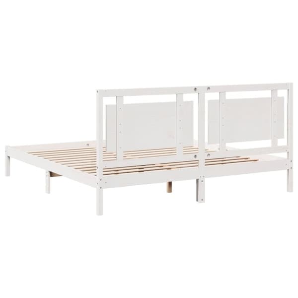 vidaXL Sängynrunko erikoispitkä ei patjaa valk. 200x220 cm massiivipuu