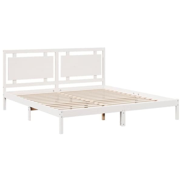 vidaXL Sängynrunko erikoispitkä ei patjaa valk. 180x220 cm massiivipuu