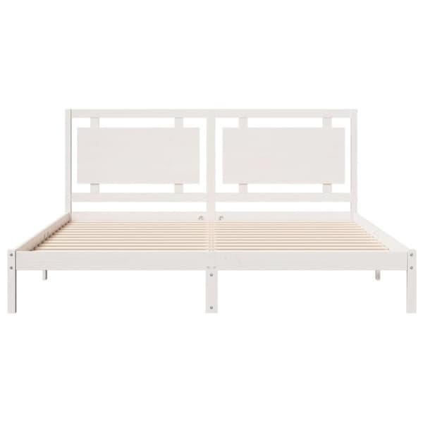 vidaXL Sängynrunko erikoispitkä ei patjaa valk. 180x220 cm massiivipuu