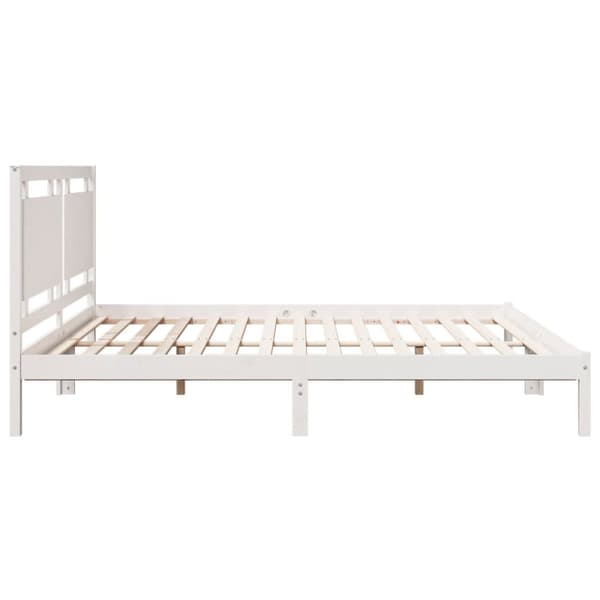 vidaXL Sängynrunko erikoispitkä ei patjaa valk. 180x220 cm massiivipuu