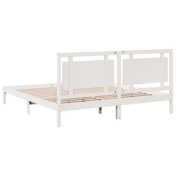 vidaXL Sängynrunko erikoispitkä ei patjaa valk. 180x220 cm massiivipuu