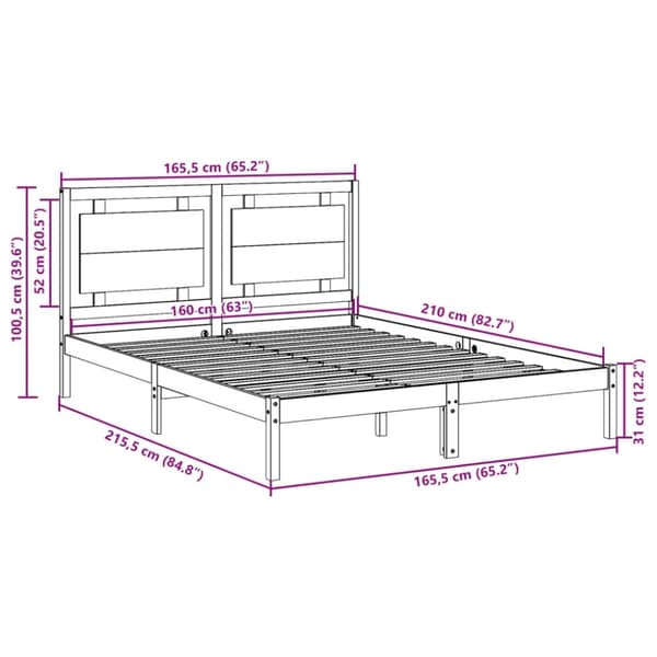 vidaXL ekstra lang sengeramme uden madras 160x210 cm massivt træ