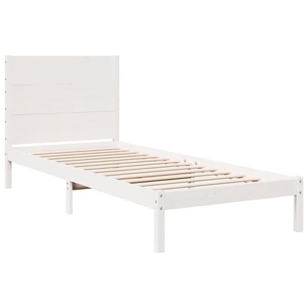 vidaXL Sängynrunko erikoispitkä ei patjaa valk. 100x220 cm massiivipuu