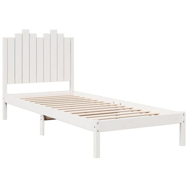 vidaXL Sängynrunko erikoispitkä ei patjaa valk. 100x220 cm massiivipuu