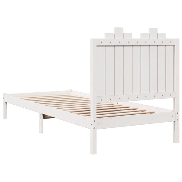 vidaXL Sängynrunko erikoispitkä ei patjaa valk. 100x220 cm massiivipuu