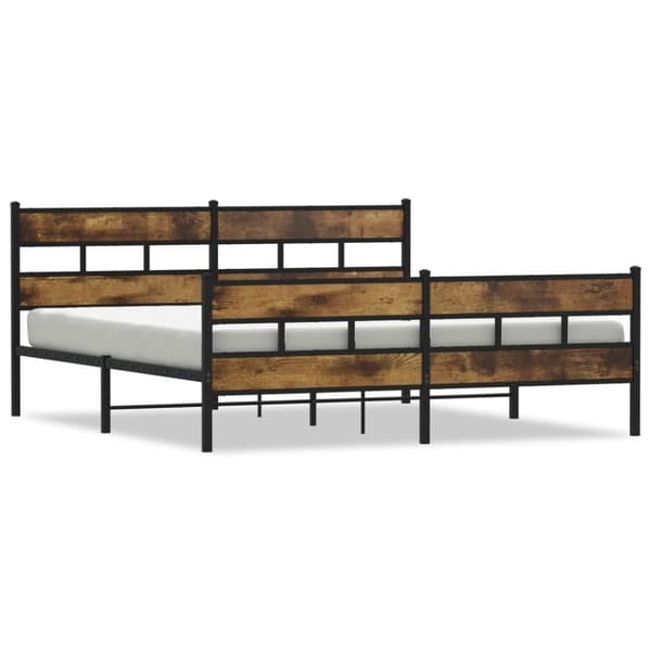 vidaXL Sengeramme i metall uten madrass røkt eik 180x200 cm
