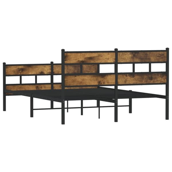 vidaXL Sengeramme i metall uten madrass røkt eik 150x200 cm