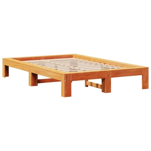 vidaXL Sengeramme uten madrass voksbrun 120x200 cm heltre furu