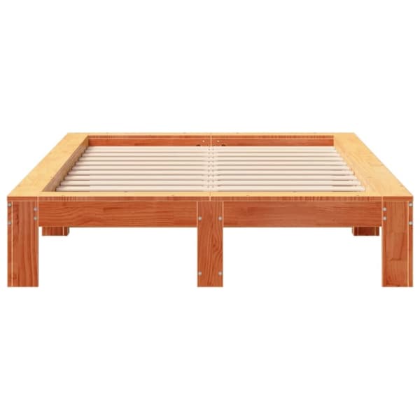 vidaXL Sengeramme uten madrass voksbrun 120x200 cm heltre furu