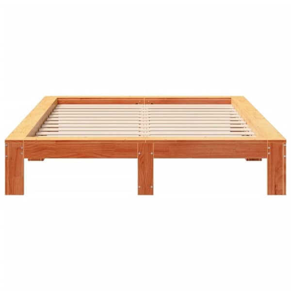 vidaXL sengeramme uden madras 140x200 cm massivt fyr gyldenbrun