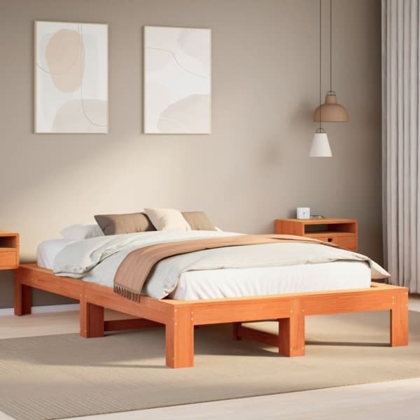 vidaXL Sengeramme uten madrass brun 135x190 cm heltre furu