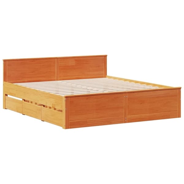 vidaXL Sengeramme uten madrass med hodegavl brun 180x200cm heltre furu