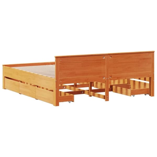 vidaXL Sengeramme uten madrass med hodegavl brun 180x200cm heltre furu