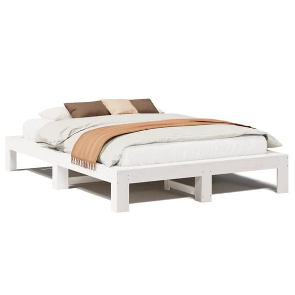 vidaXL Sengeramme uten madrass hvit 140x190 cm heltre furu