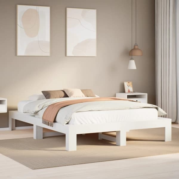 vidaXL Sengeramme uten madrass hvit 140x190 cm heltre furu