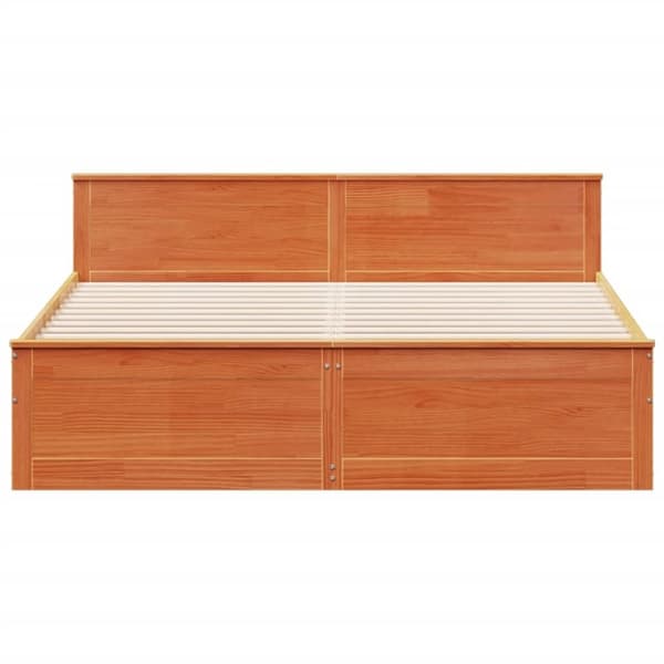 vidaXL Sengeramme uten madrass med hodegavl brun 200x200cm heltre furu